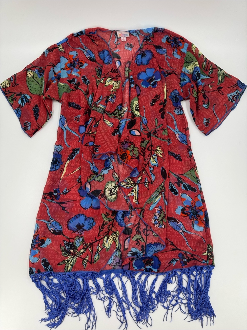 Lula Roe Red Floral Vest Size S